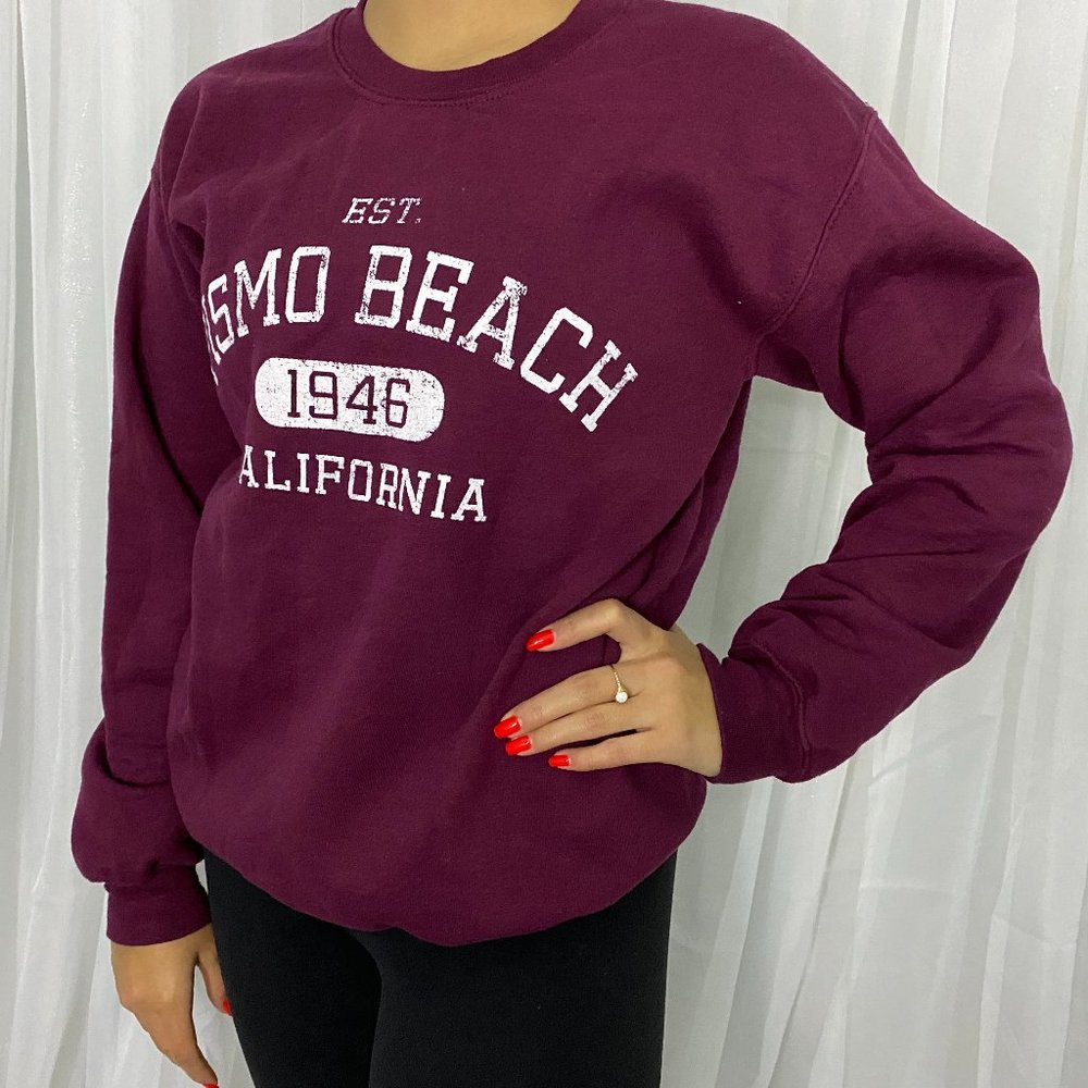 Burgundy Pismo Beach Crewneck Sweater